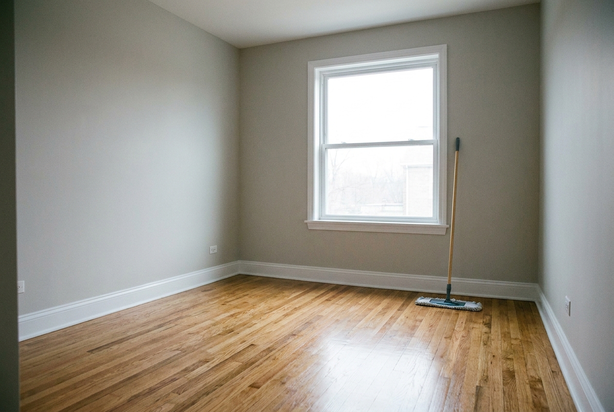 Empty room freshly cleaned for move-out by TML Property Services in Utah County